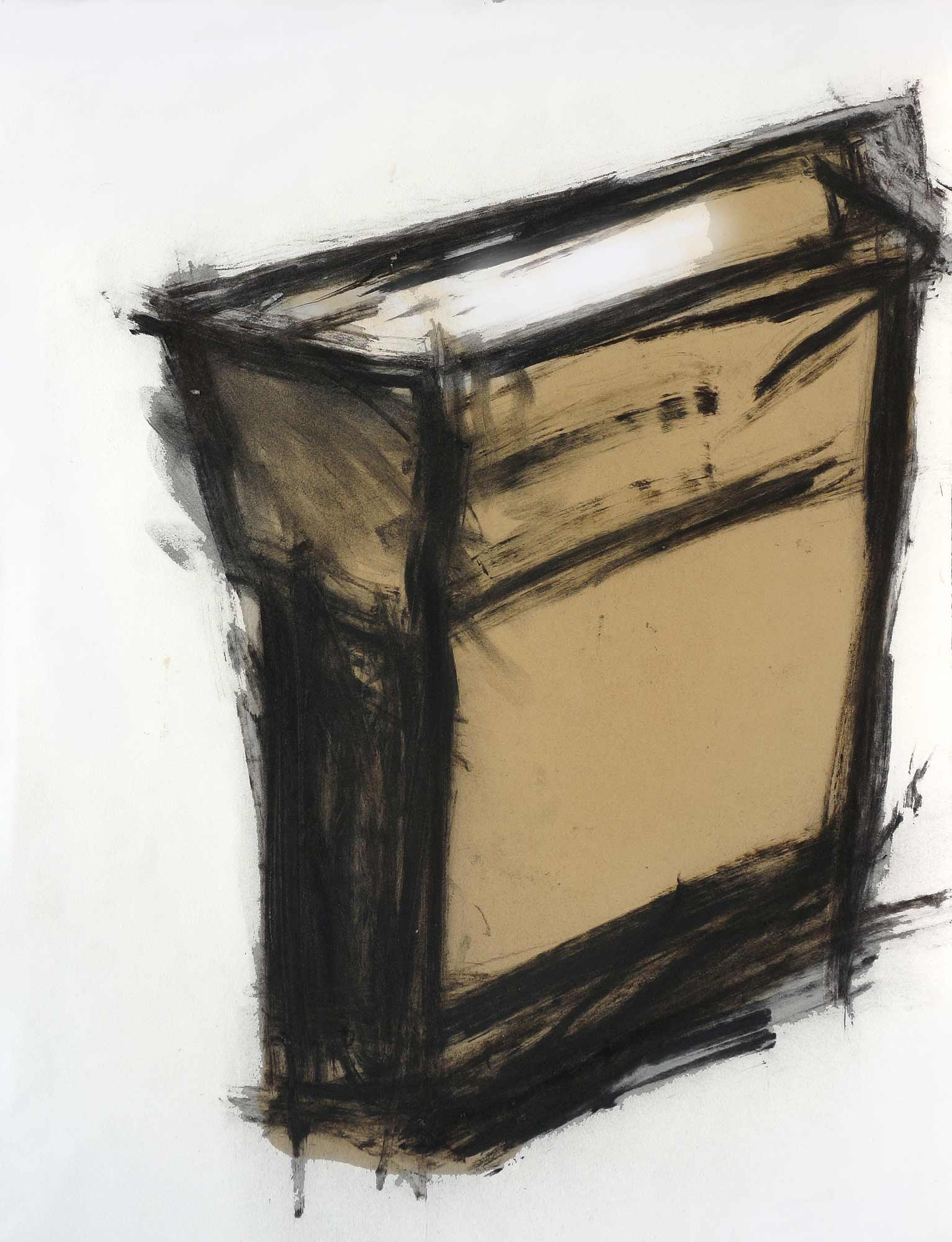 Mangeoire - 1987 – Fusain, gomme laque. 65 x 50 cm. Denis Falgoux.