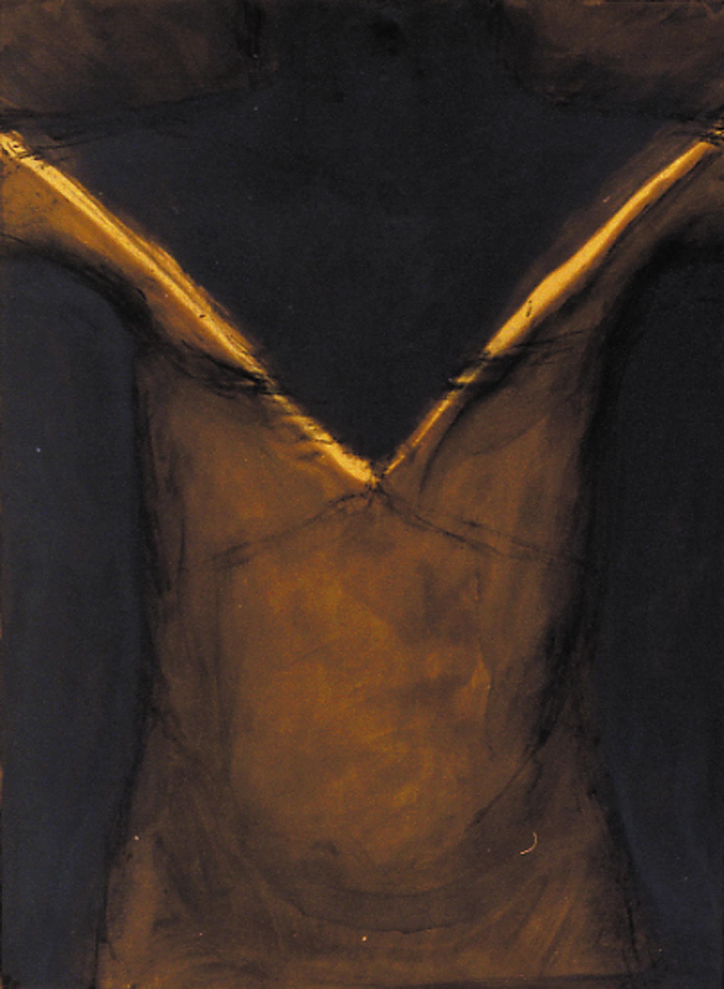 Fumée de paille - 1988 – Goudron, fusain. 50 x 65 cm. Denis Falgoux. Collection particulière.
