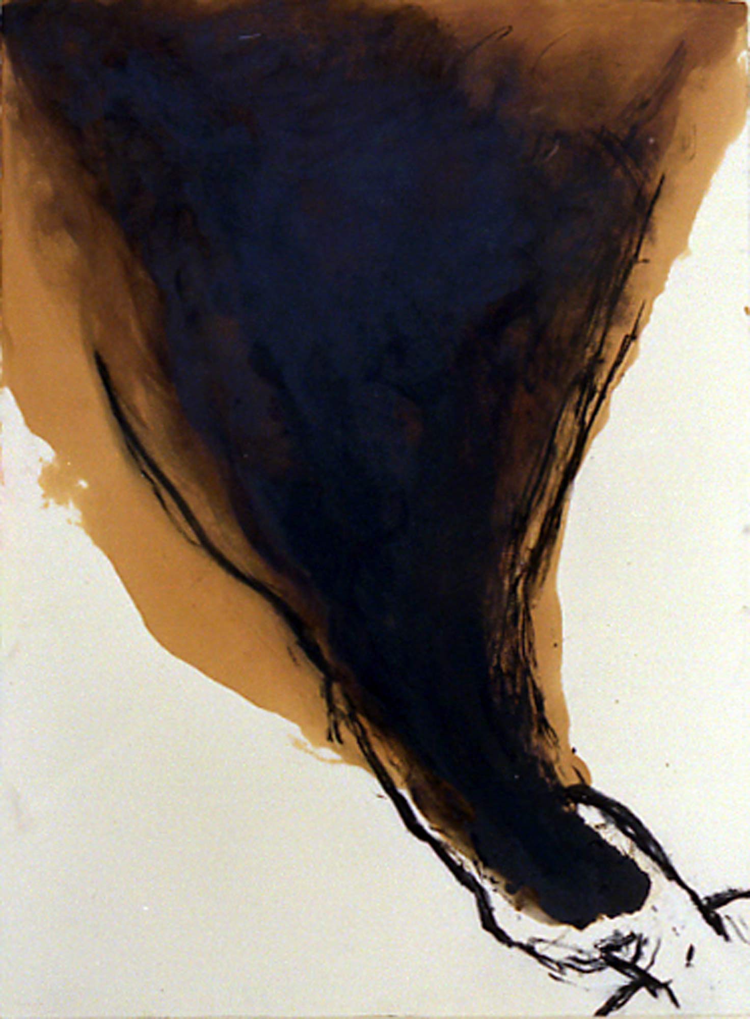 Fumée de paille - 1988 – Goudron, fusain. 50 x 65 cm. Denis Falgoux. Collection particulière.